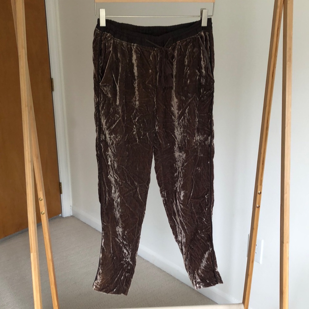 Anthropologie Brown Velvet Joggers // XS